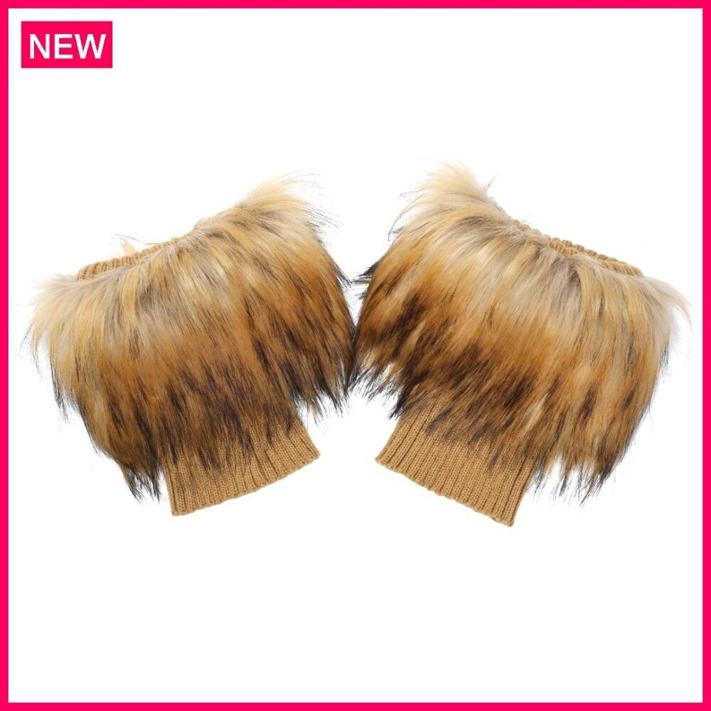 Faux Fur Plush Leg Warmers, One Size Fits Most, Winter Knitted Boot Cuffs